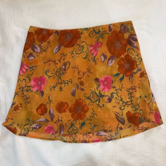 Wild Fable Womens Orange Pink Floral Fairy Core Mini Skirt XL EUC - Picture 1 of 7